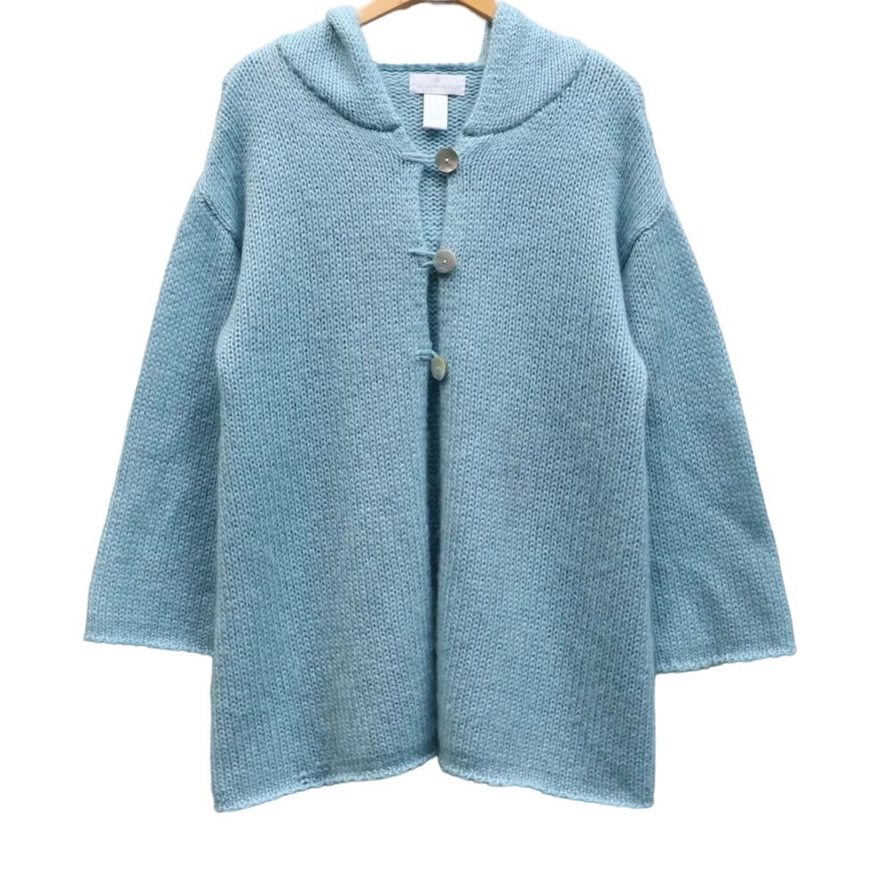 Soft Surroundings Mohair Wool Blend Hooded Cardigan Sweater Women’s Size S